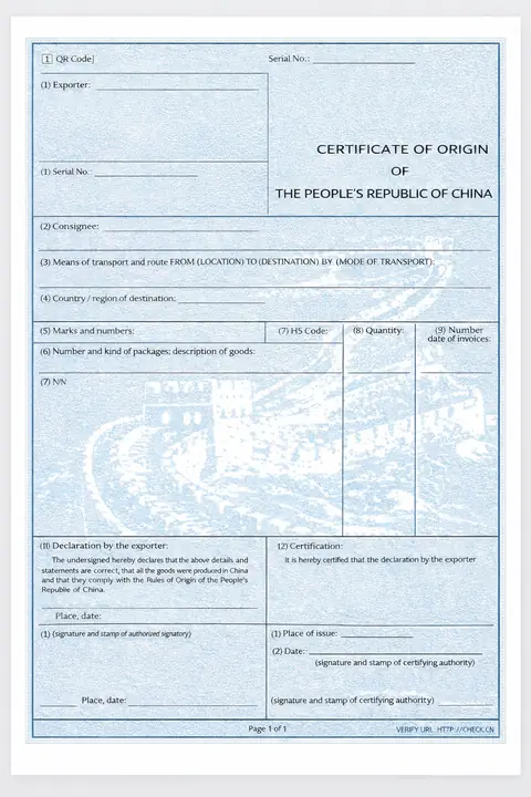 Certificate of Origin verifying sustainable sourcing